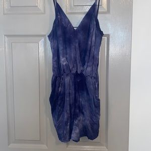 Ginger G size large blue and white tie-dye romper with pockets